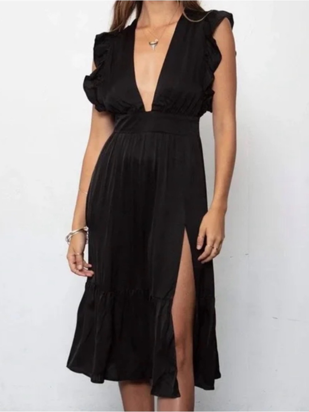 STILLWATER Black rayon satin dress